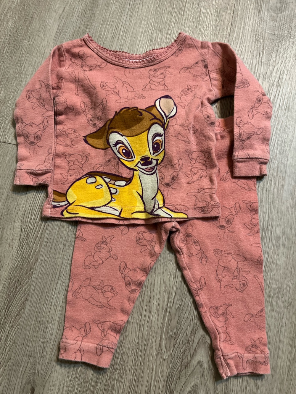 Disney Kids Pink Matching Bambi Top & Leggings Set